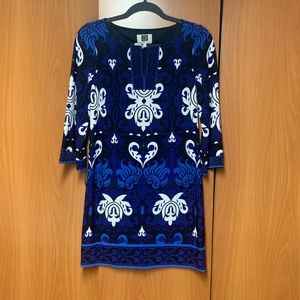 Blue patterned jersey dress